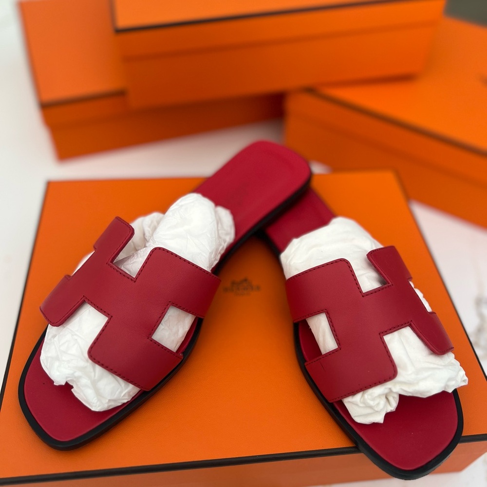 Hermes Oran Red Women's Sandals size 39(9) pre owned